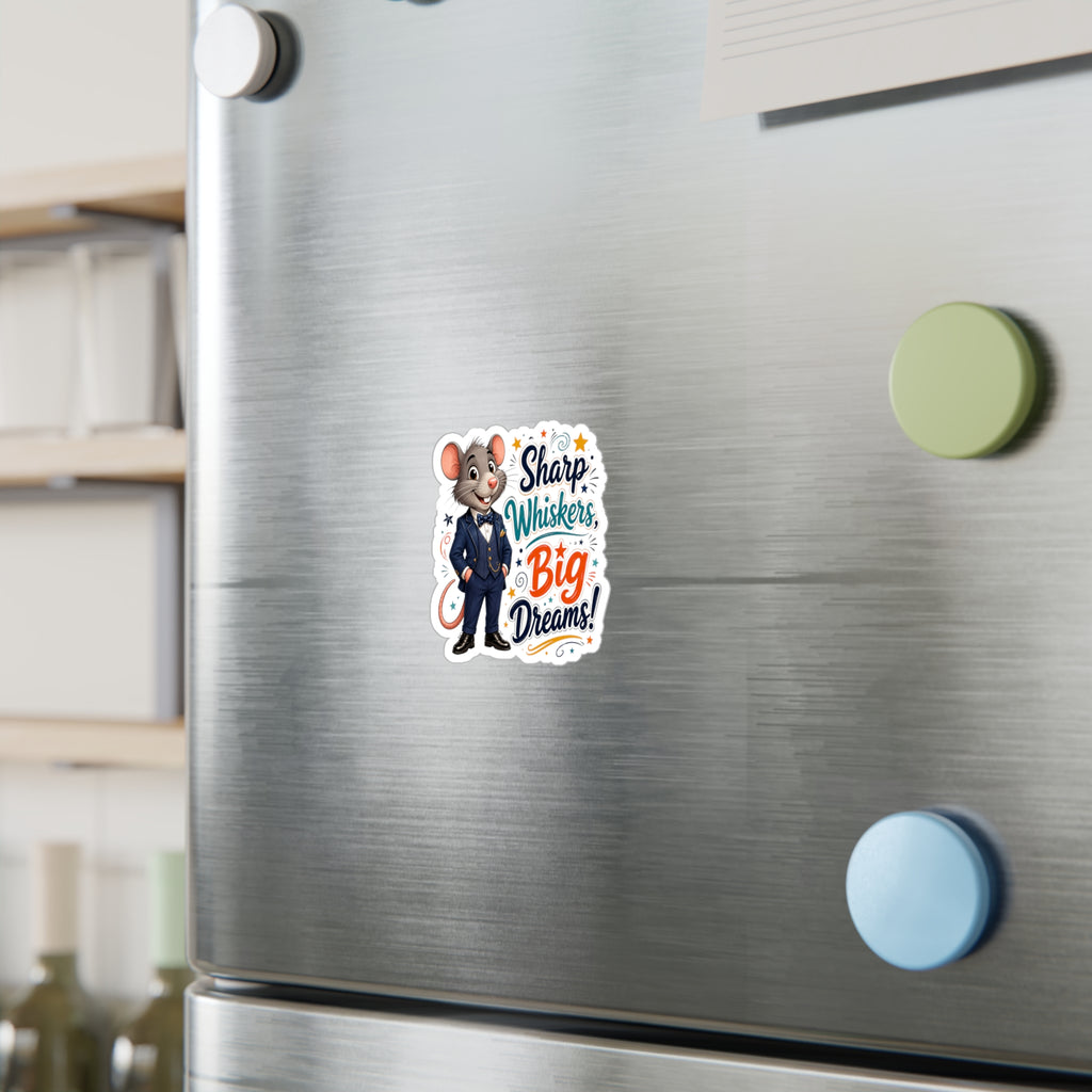 Sharp Whiskers, Big Dreams Sticker — Cute Motivational Mouse Vinyl Decal