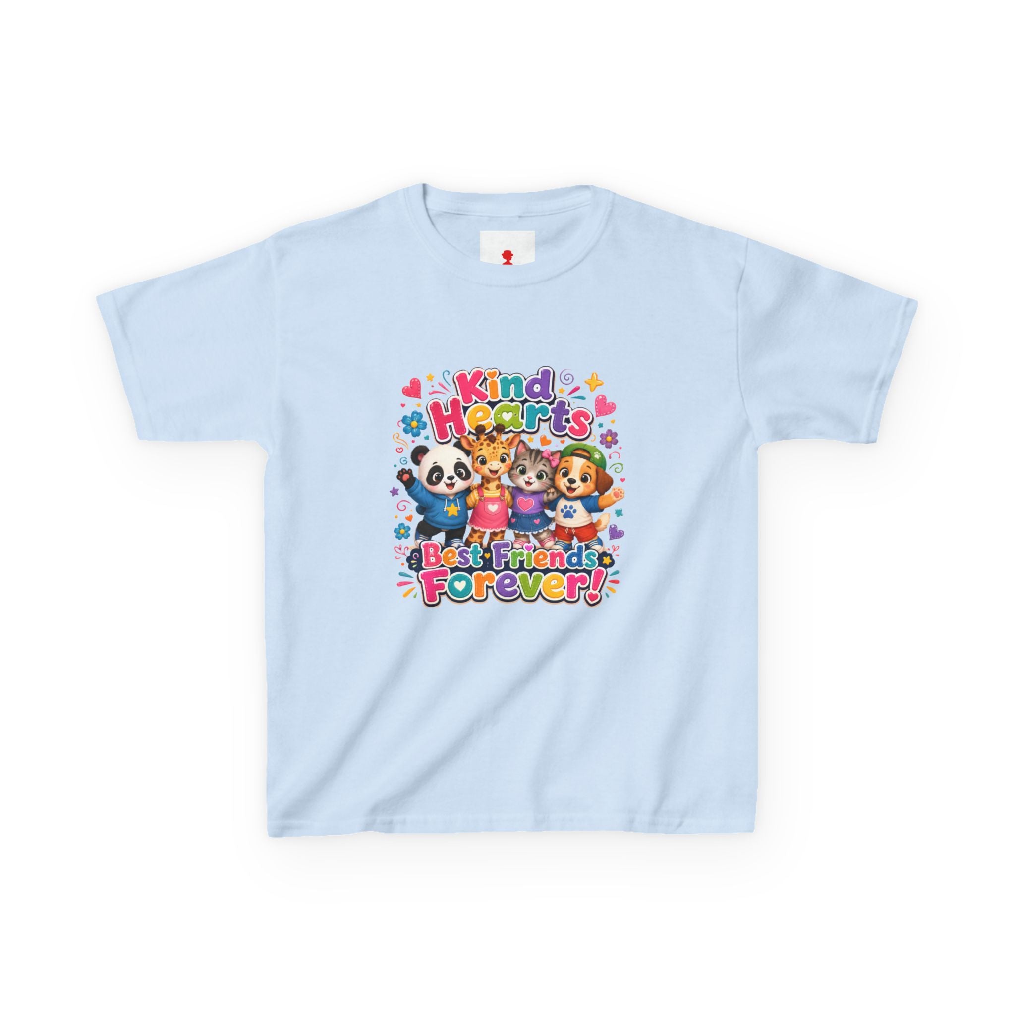 Kids Tee — "Kind Hearts Best Friends Forever" Colorful Cartoon Animals