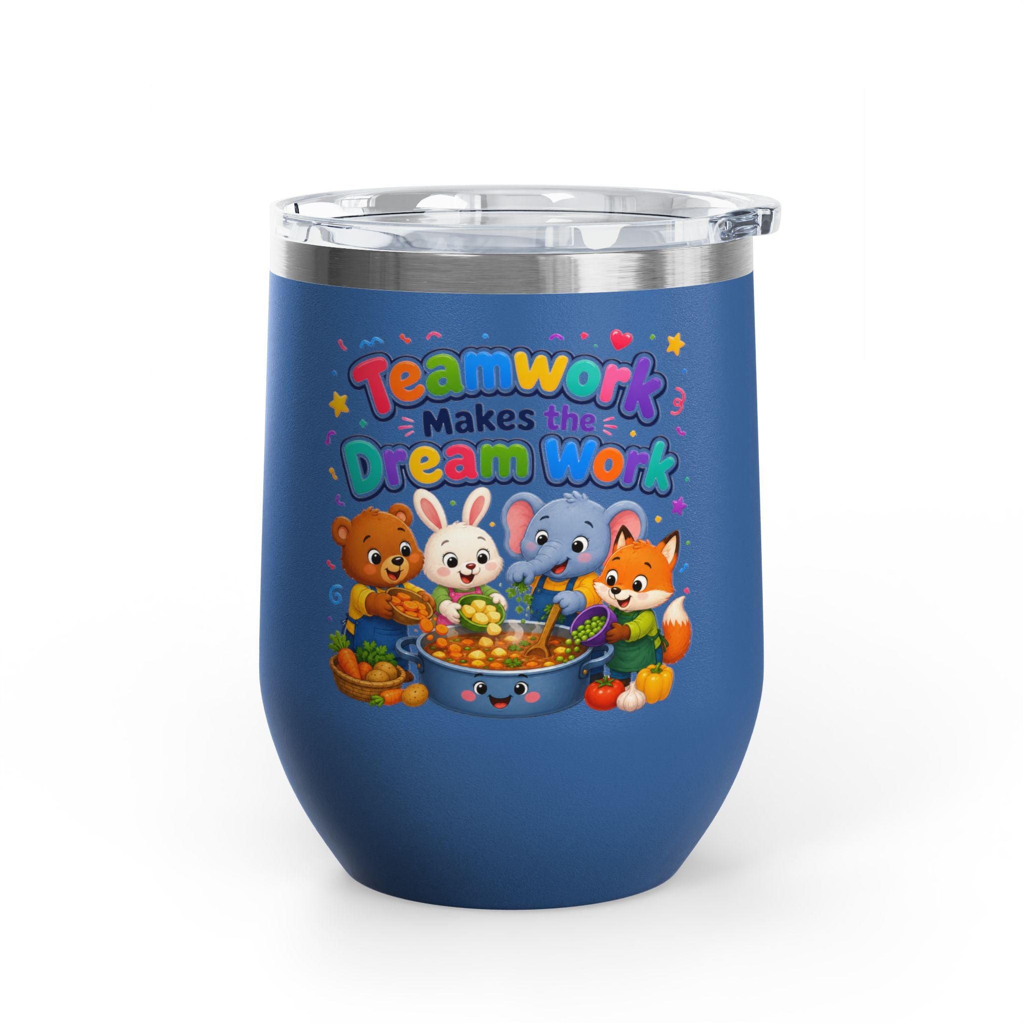 Teamwork Makes the Dream Work Tumbler — 12oz Kids' Cartoon Animal Travel Cup