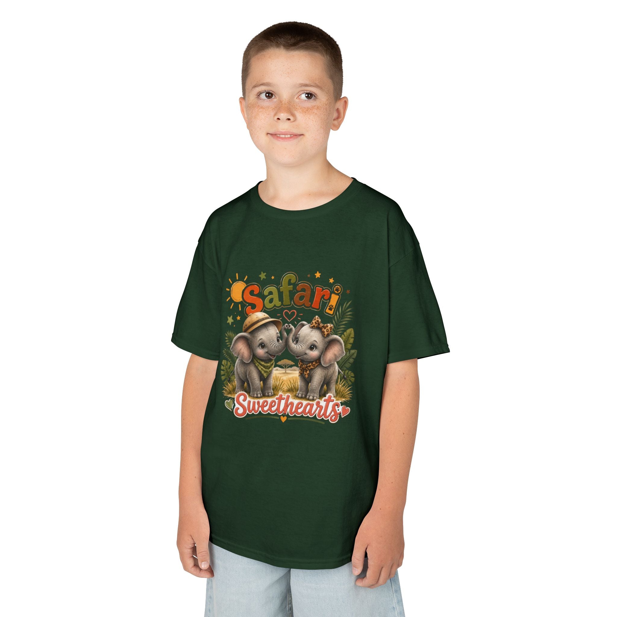Kids Safari Sweethearts Tee — Cute Elephant Jungle Graphic T-Shirt