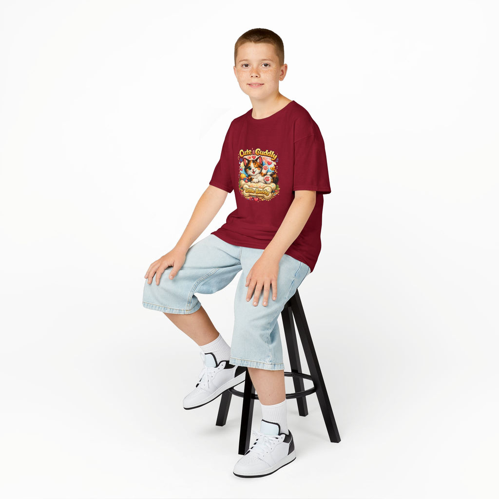 Kids T-Shirt — "Cute & Cuddly Little Buddy" Cat Graphic Tee