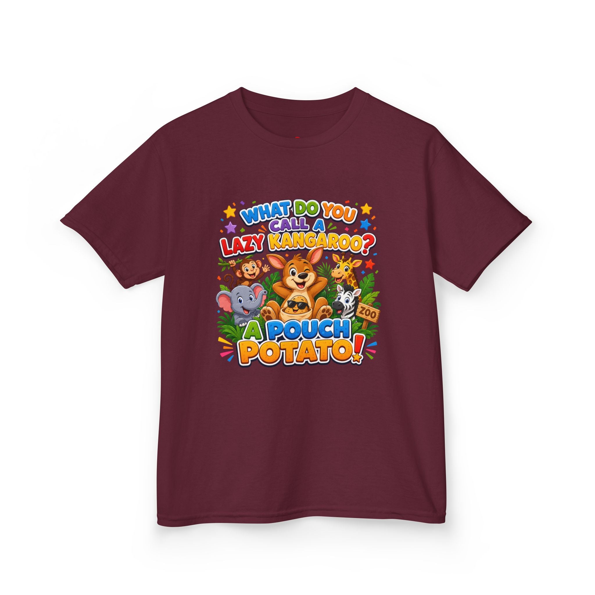 Lazy Kangaroo Pouch Potato Kids T-Shirt | Cute Animal Nursery Tee