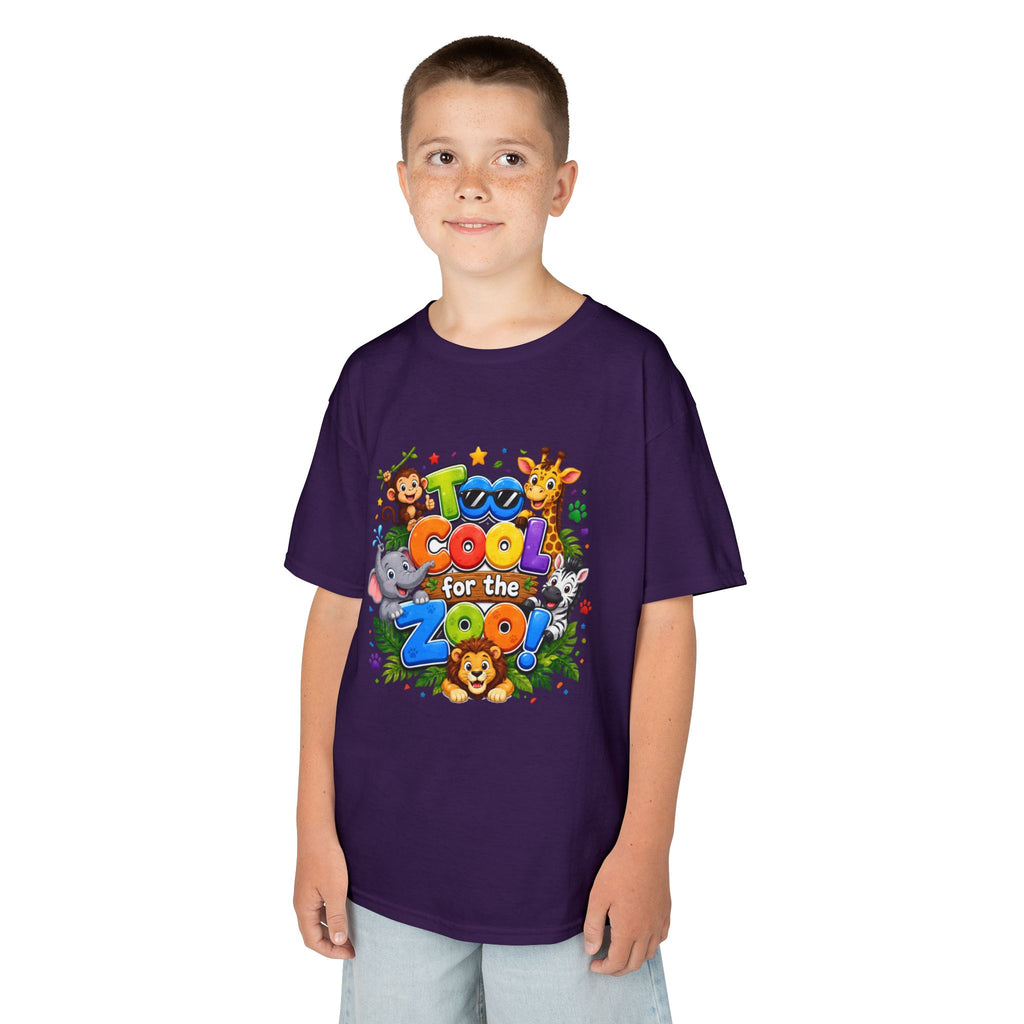 Kids Tee — "Too Cool for the Zoo" Colorful Animal Graphic
