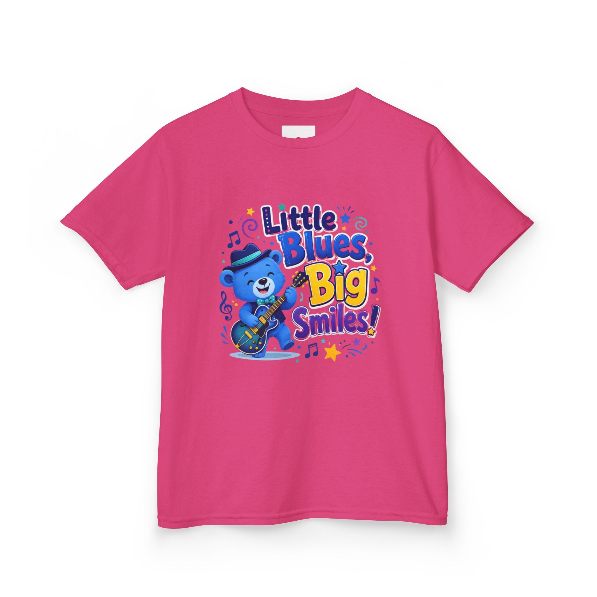 Kids Tee — "Little Blues, Big Smiles!" Guitar-Bear Graphic