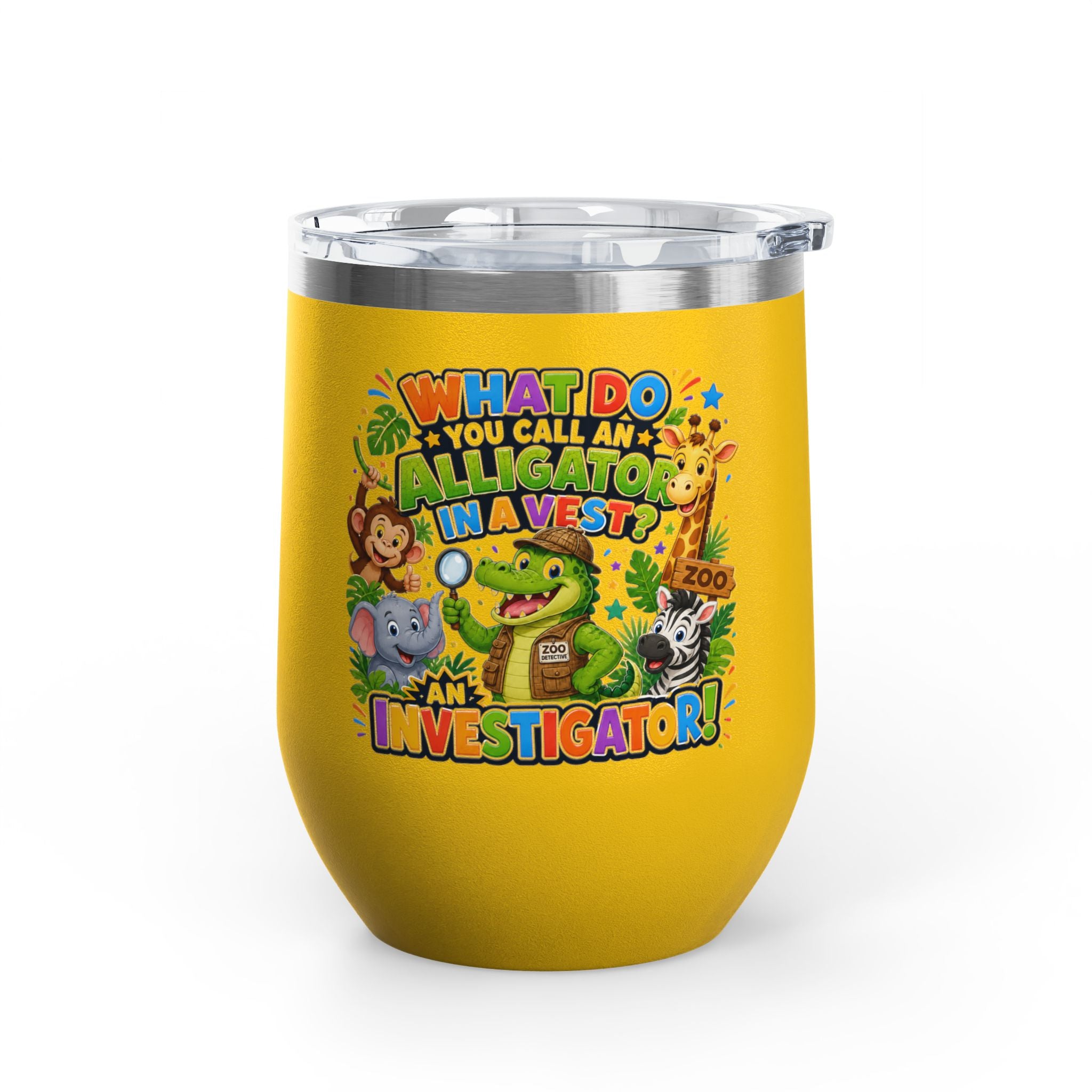 "What Do You Call an Alligator in a Vest? An Investigator!" Cute Zoo Joke Stainless Steel 12oz