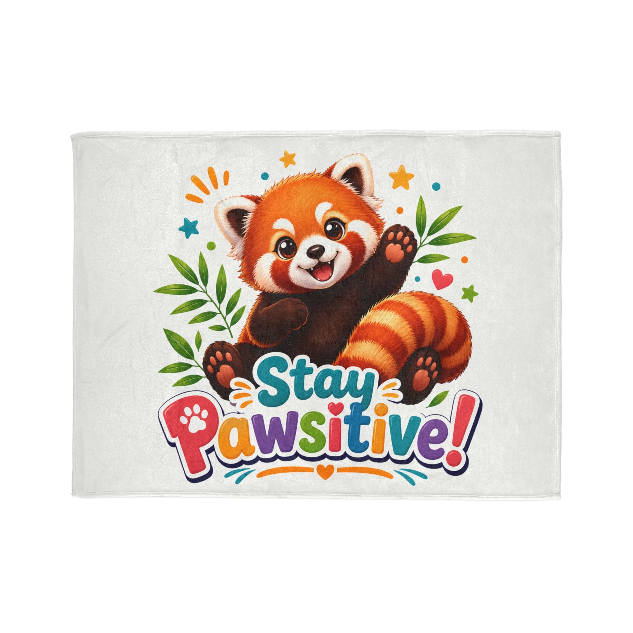 Stay Pawsitive Red Panda Blanket | Cute Animal Throw, Kids Cozy Plush