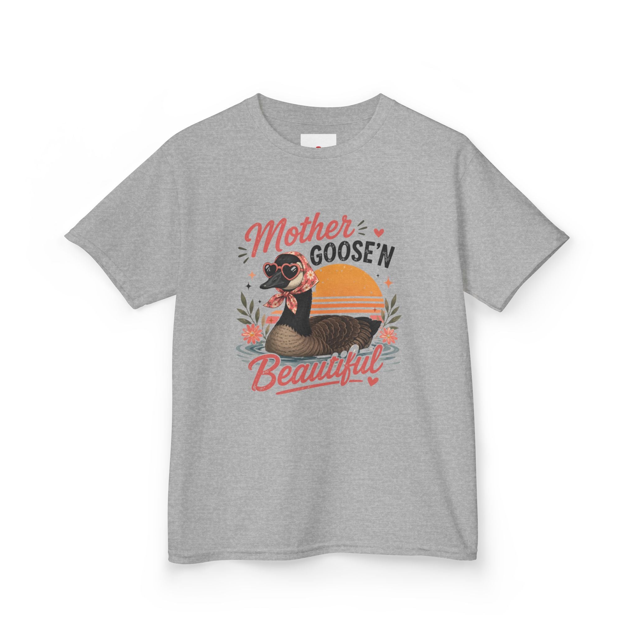 Kids Tee — "Mother Goose'n Beautiful" Cute Vintage Goose Graphic