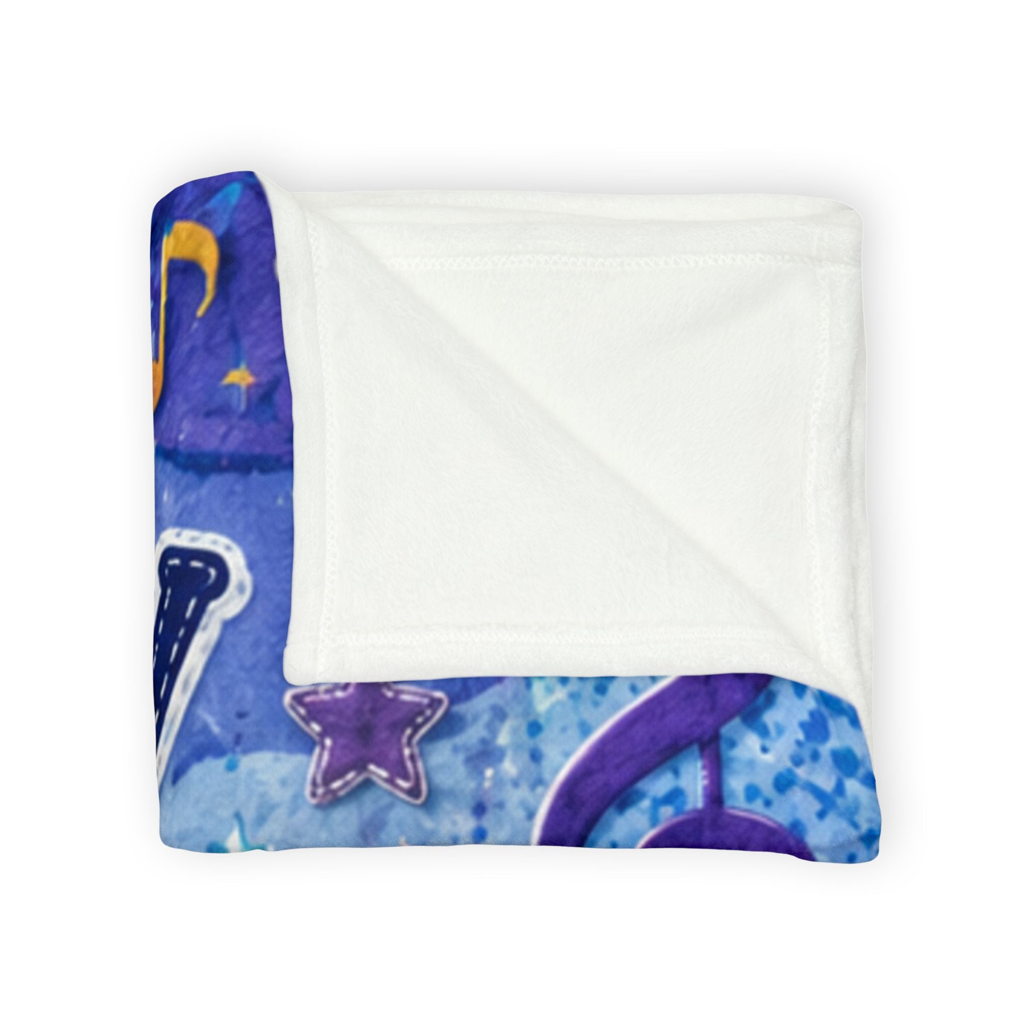 Tiny Blues Big Dreams Baby Blanket — Blue Teddy Guitar Nursery Throw