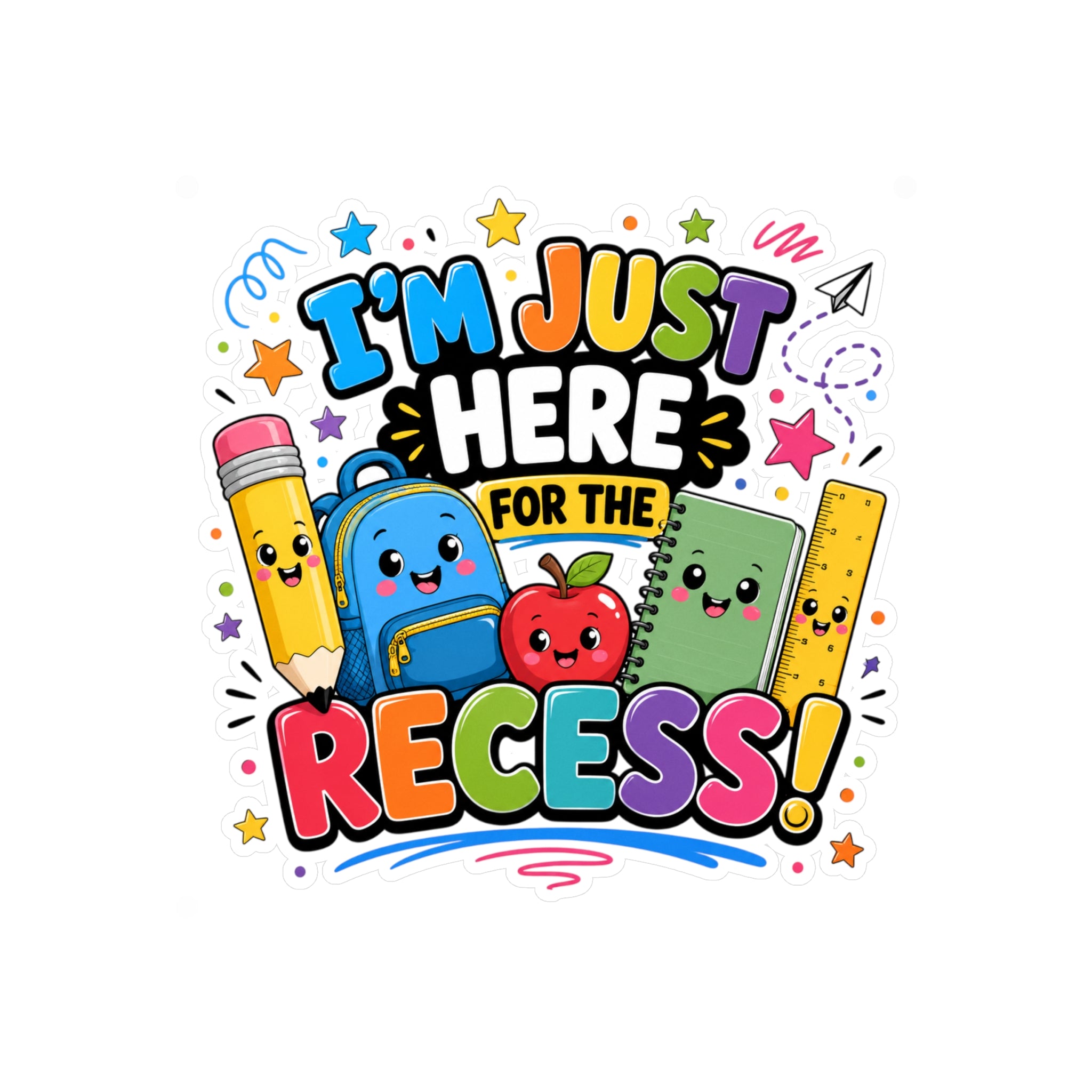 I’m Just Here for the Recess! Sticker | Kiss-Cut Vinyl Decal