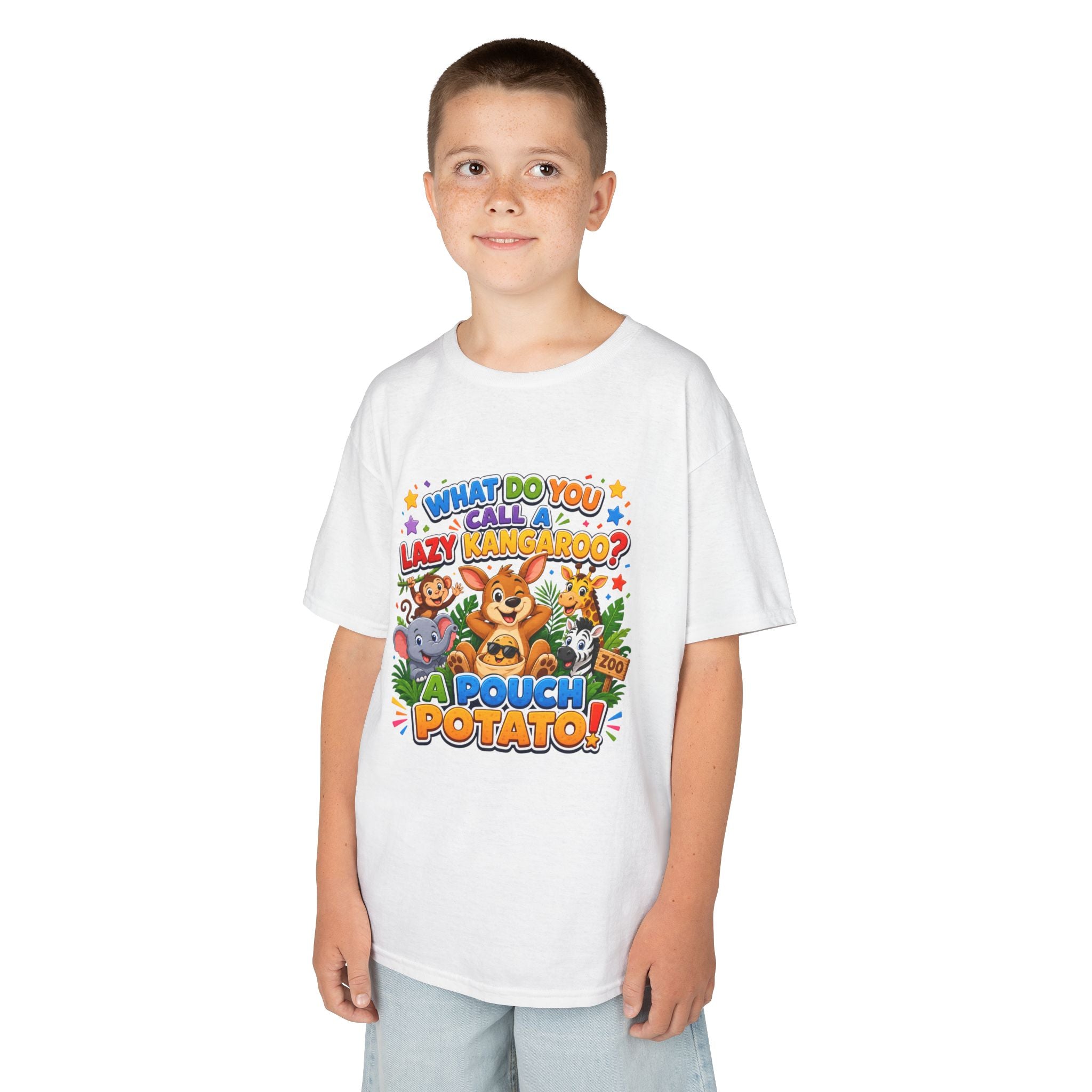 Lazy Kangaroo Pouch Potato Kids T-Shirt | Cute Animal Nursery Tee