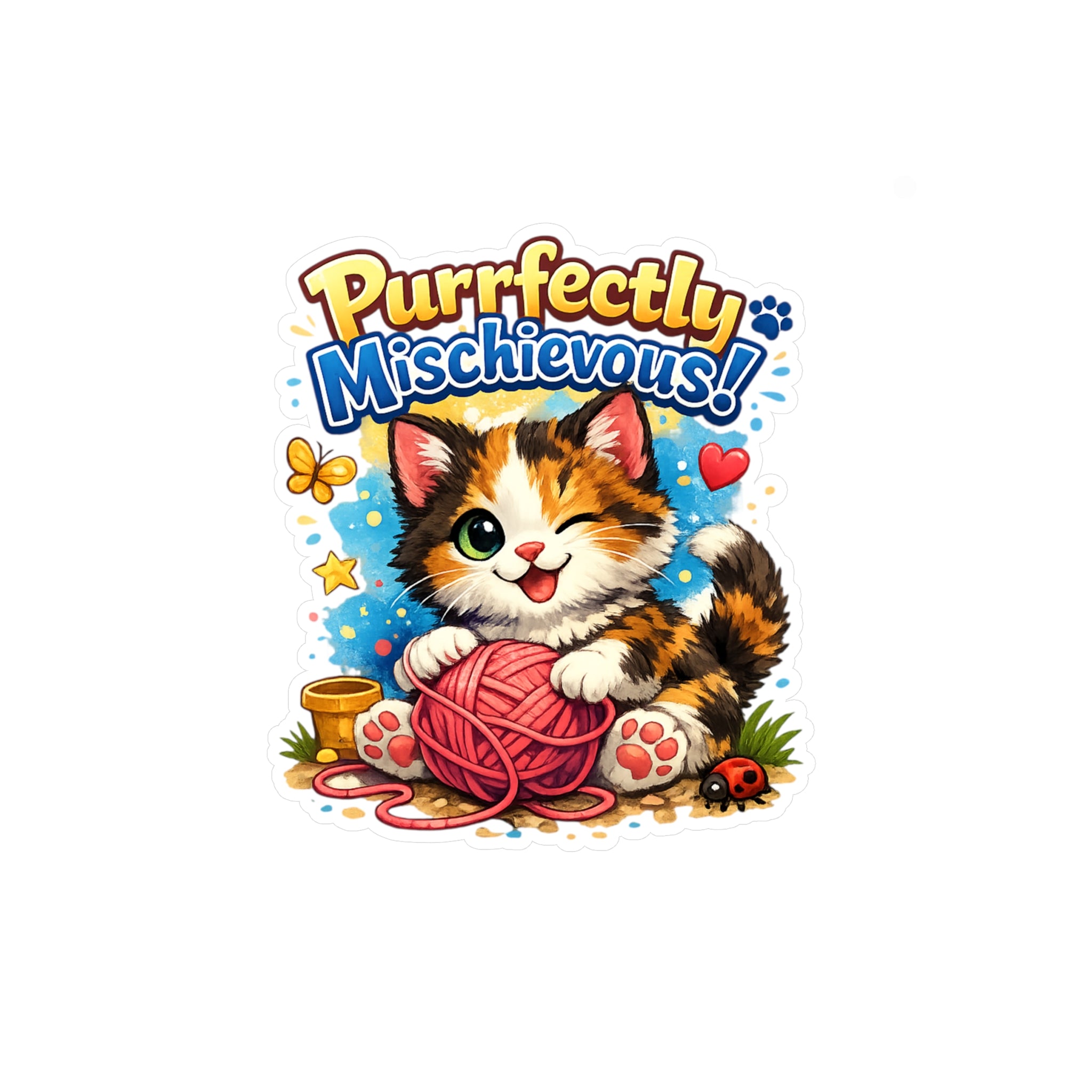 Purrfectly Mischievous! Cute Kitten Kiss-Cut Vinyl Sticker