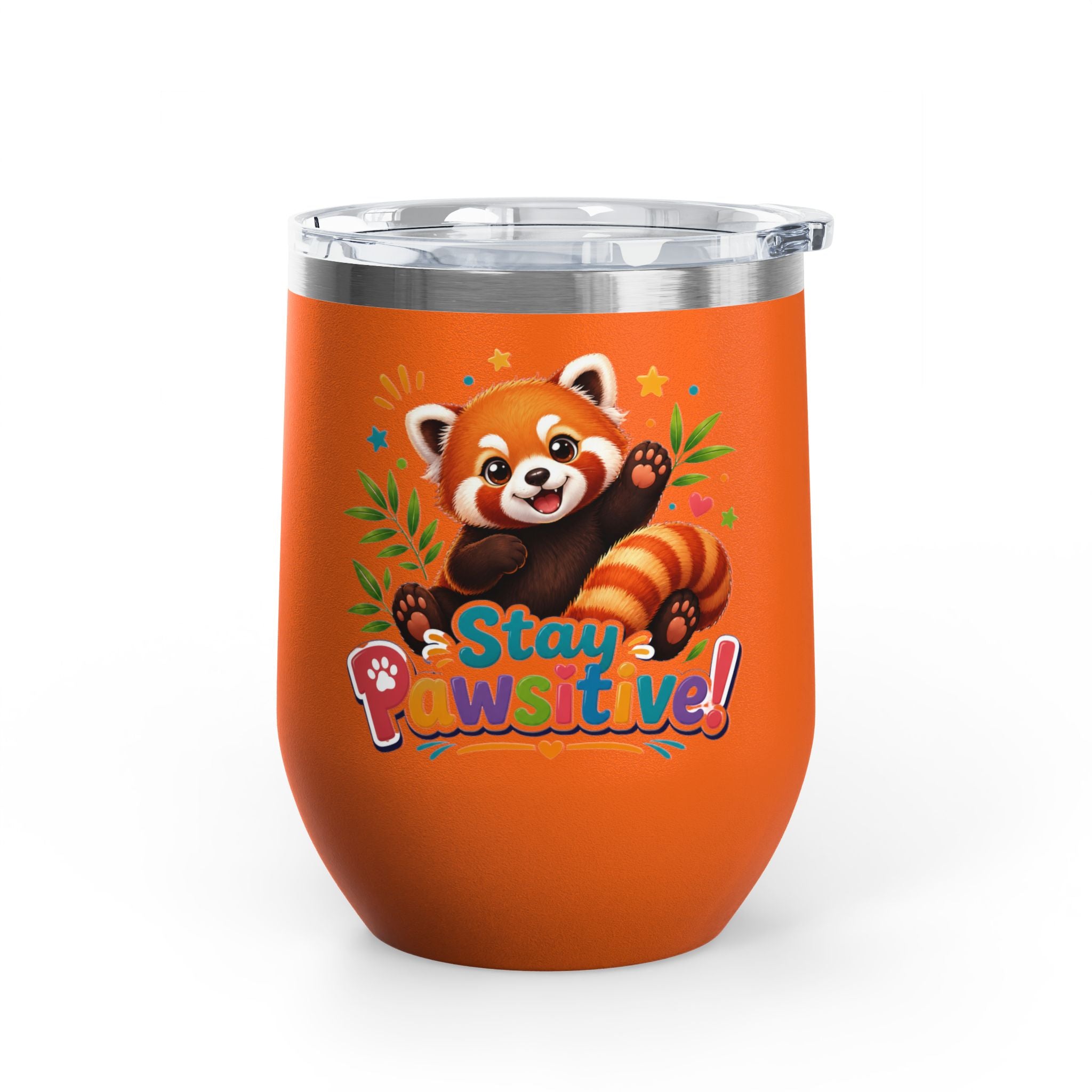Stay Pawsitive Red Panda Tumbler — 12oz Insulated Cute Animal Gift