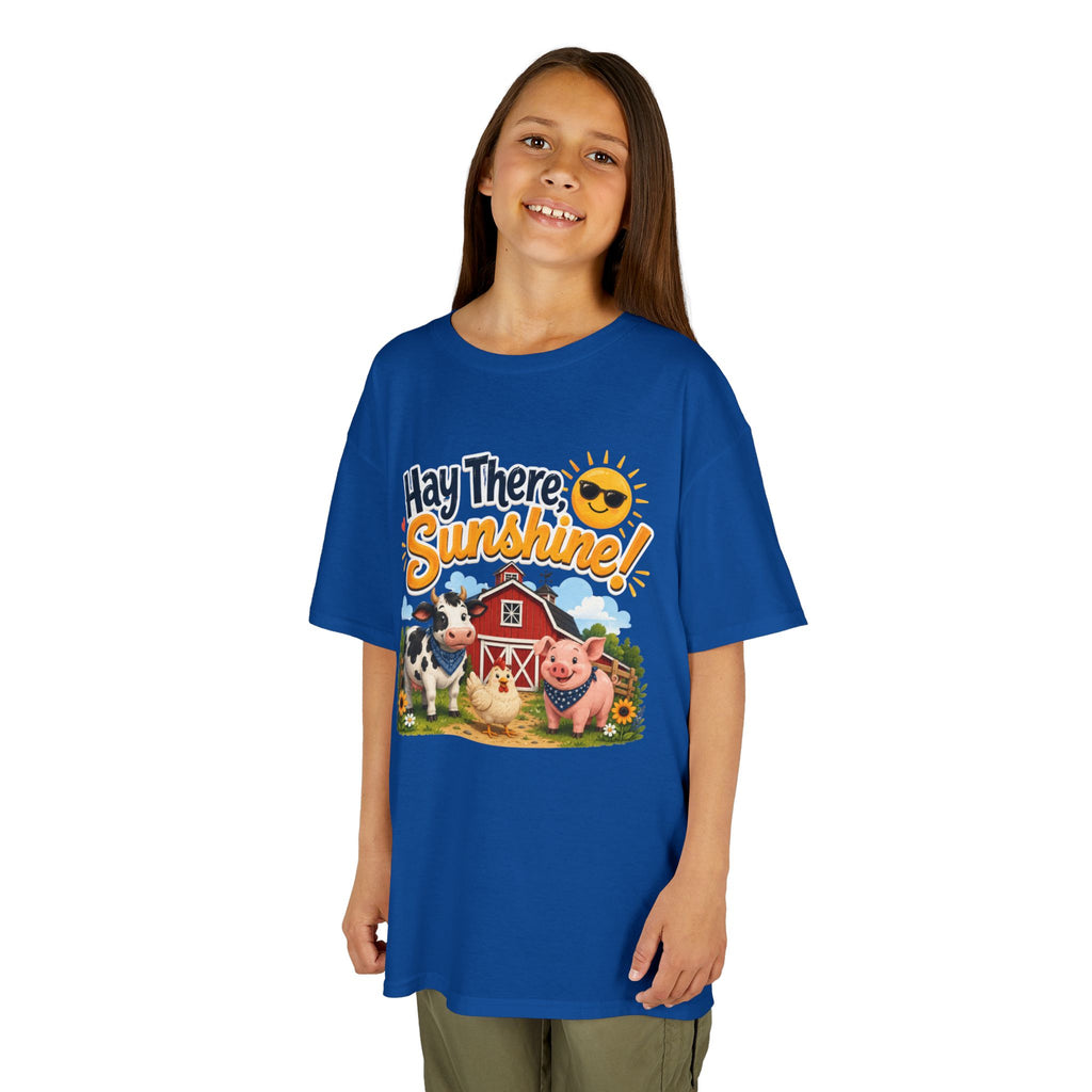 Kids Tee — "Hay There, Sunshine!" Farm Animal Graphic