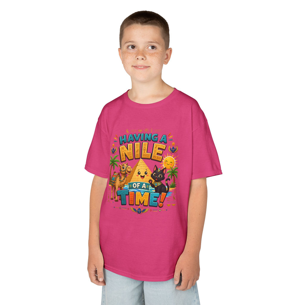 Having a Nile of a Time Kids Tee | Camel Pyramid Desert Cartoon