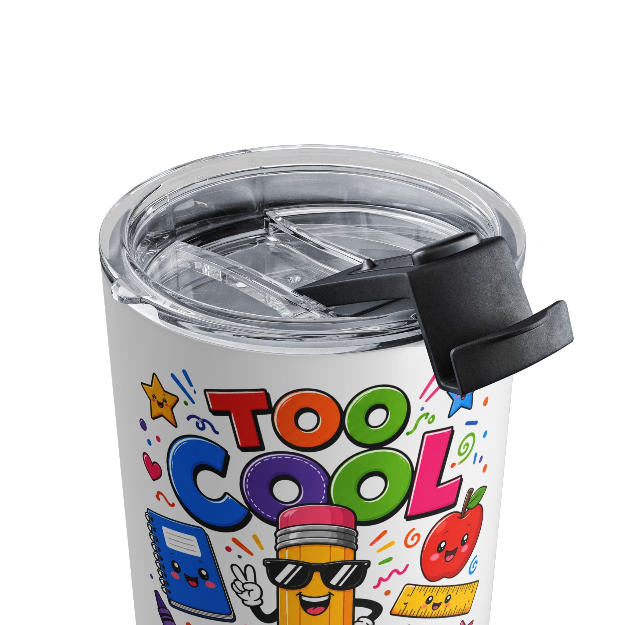 Too Cool for School pencil design Tumbler | 10oz stainless travel cup