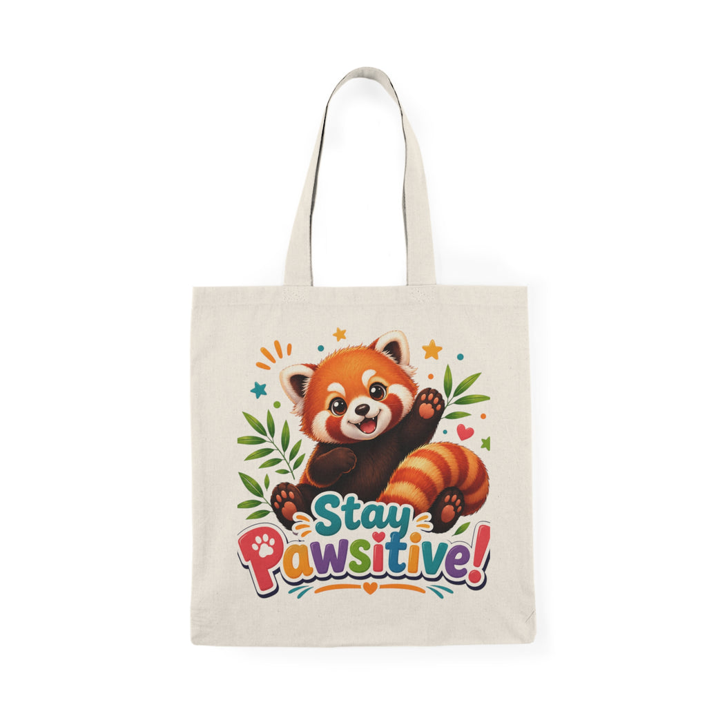 Stay Pawsitive Red Panda Tote Bag — Cute Eco-Friendly Grocery & Everyday Canvas Tote