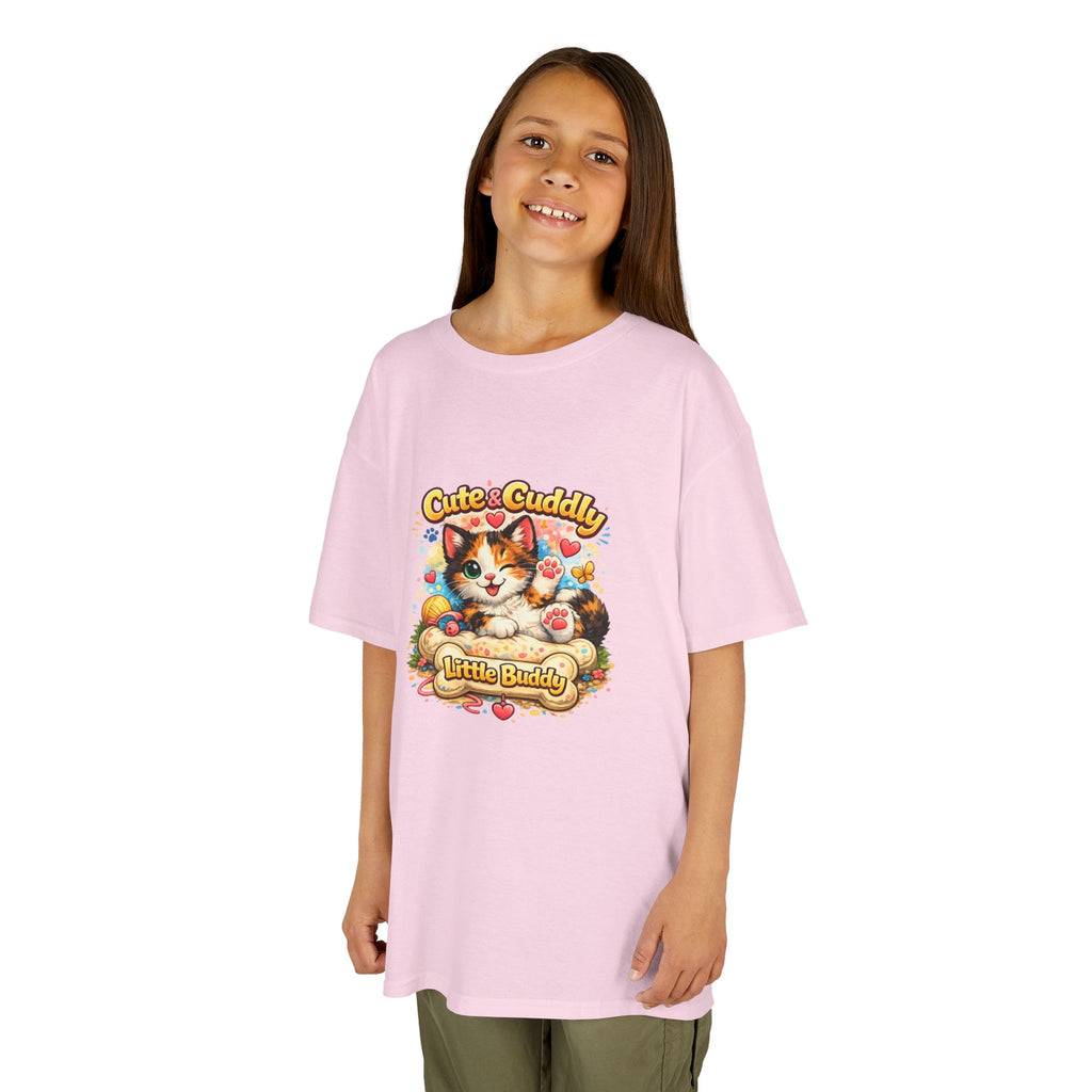 Kids T-Shirt — "Cute & Cuddly Little Buddy" Cat Graphic Tee