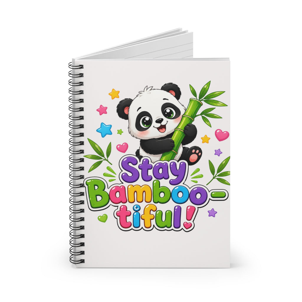 Stay Bambootiful Spiral Notebook — Cute Panda Ruled Notebook for Kids & Gift