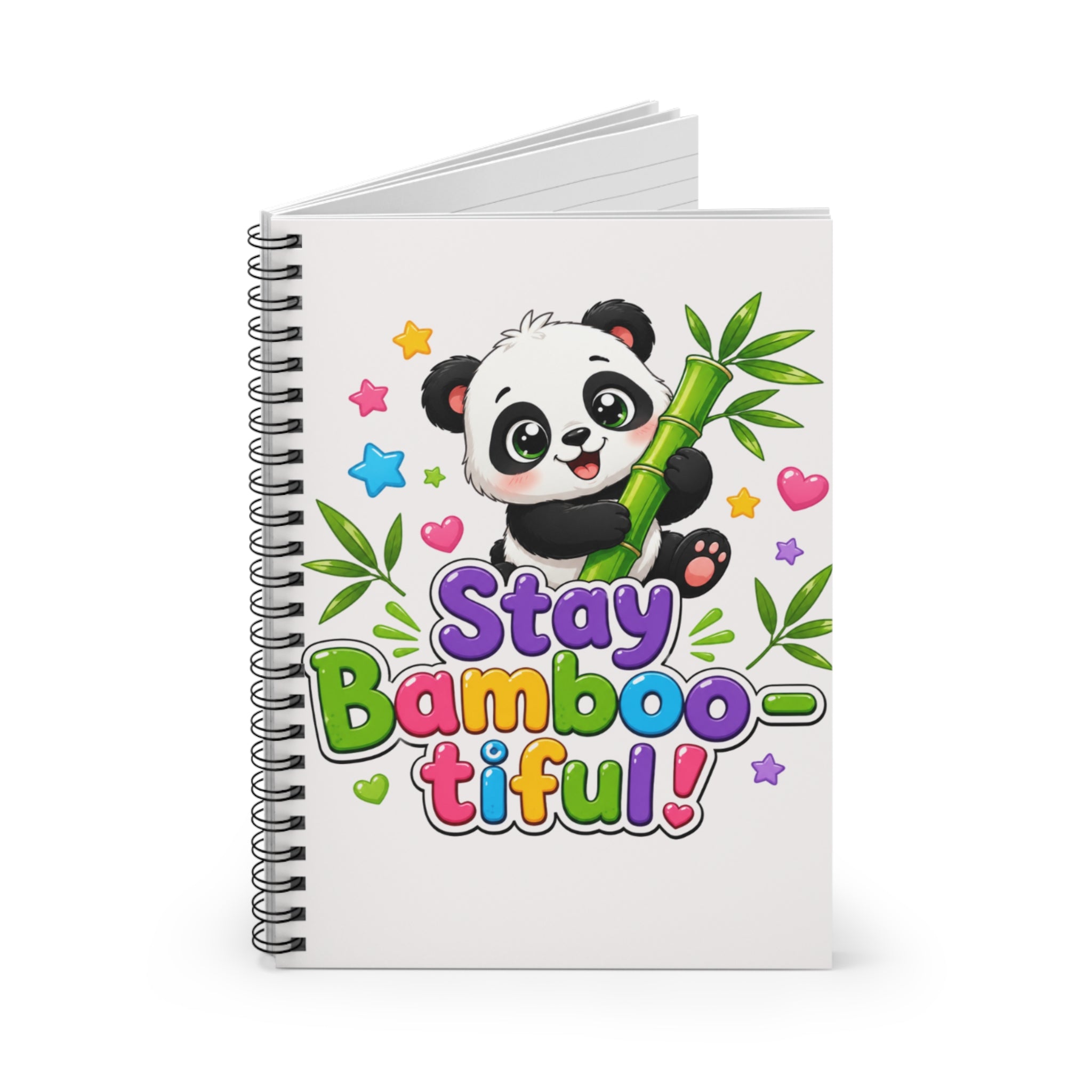 Stay Bambootiful Spiral Notebook — Cute Panda Ruled Notebook for Kids & Gift
