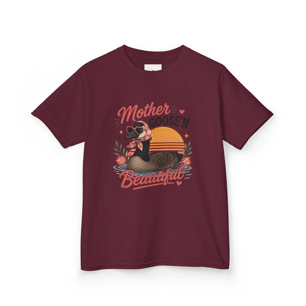 Kids Tee — "Mother Goose'n Beautiful" Cute Vintage Goose Graphic