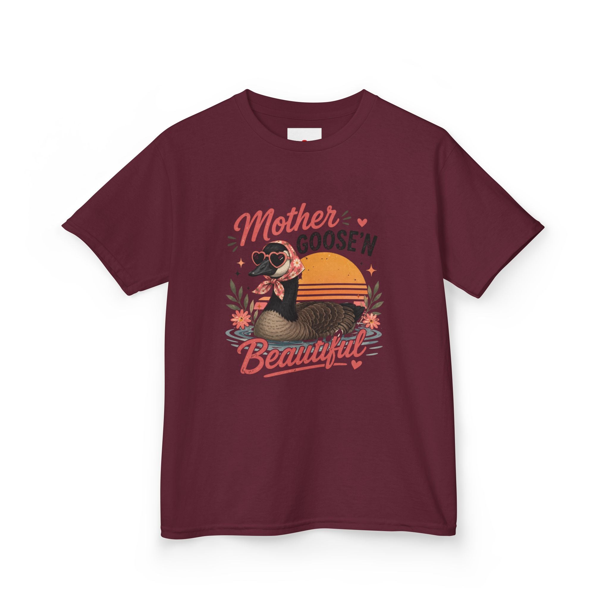 Kids Tee — "Mother Goose'n Beautiful" Cute Vintage Goose Graphic