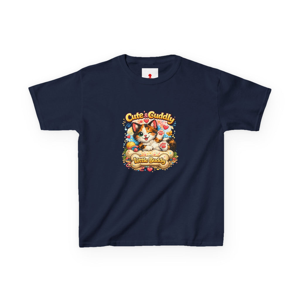 Kids T-Shirt — "Cute & Cuddly Little Buddy" Cat Graphic Tee