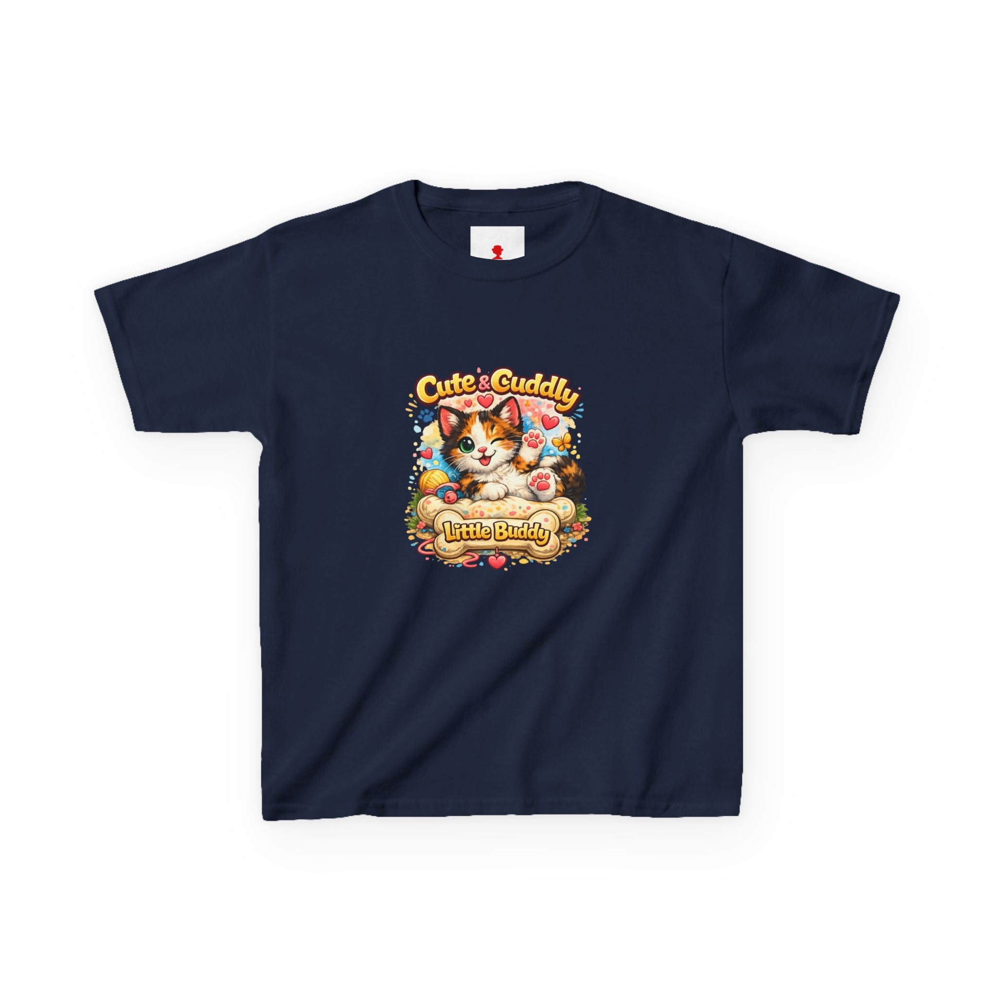 Kids T-Shirt — "Cute & Cuddly Little Buddy" Cat Graphic Tee