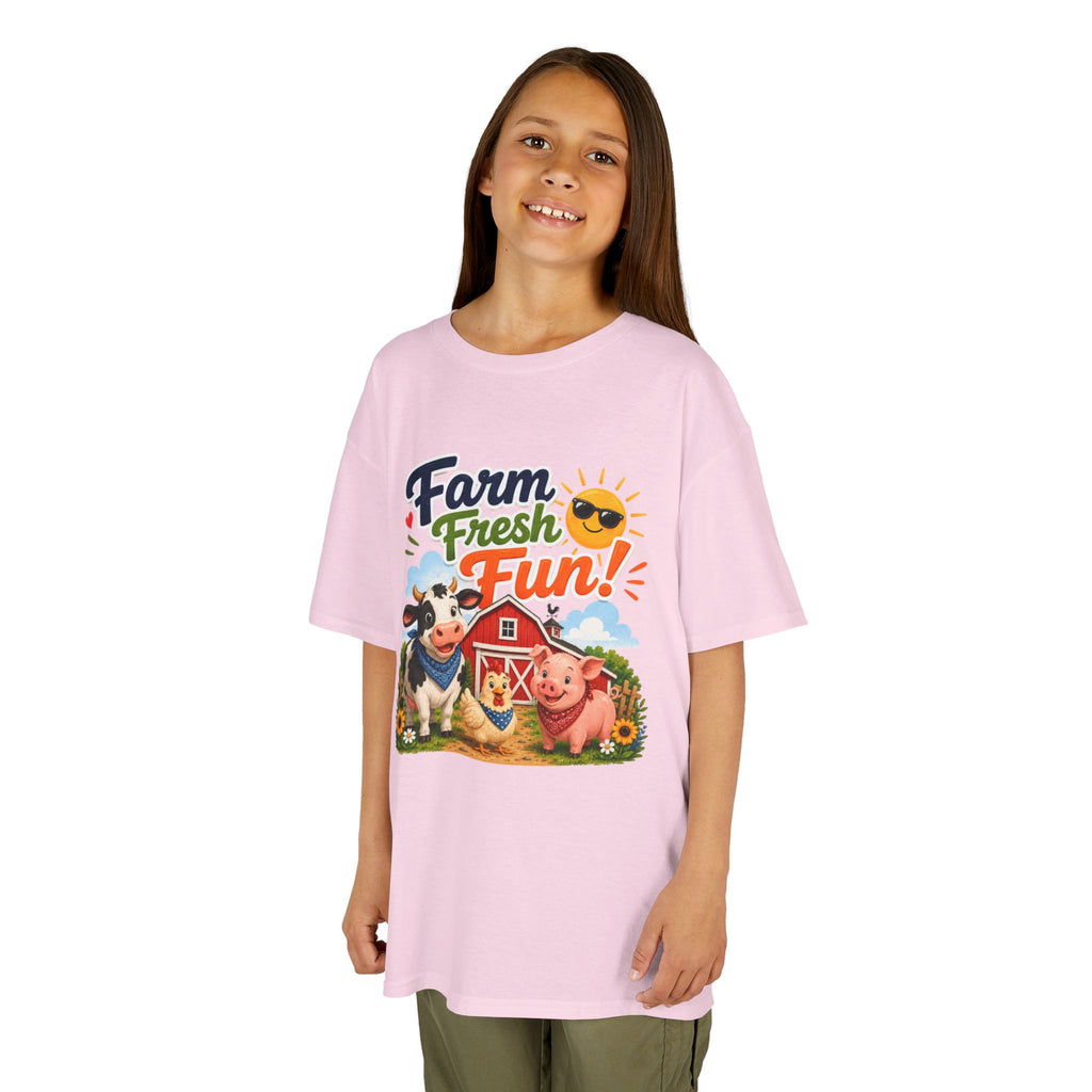 Kids Farm T-Shirt — "Farm Fresh Fun!" Cute Cow & Pig Toddler Tee