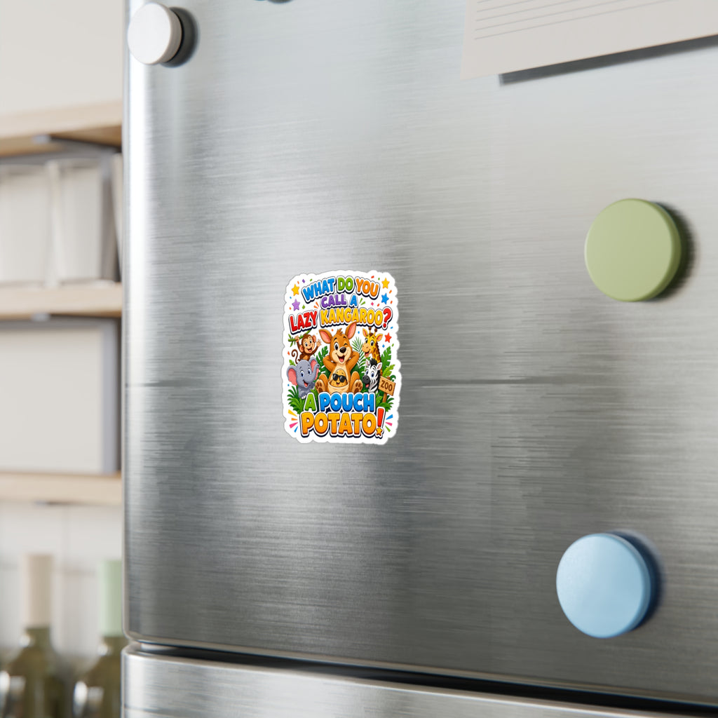 What Do You Call A Lazy Kangaroo? A Pouch Potato Sticker | Kiss-Cut Vinyl Decal