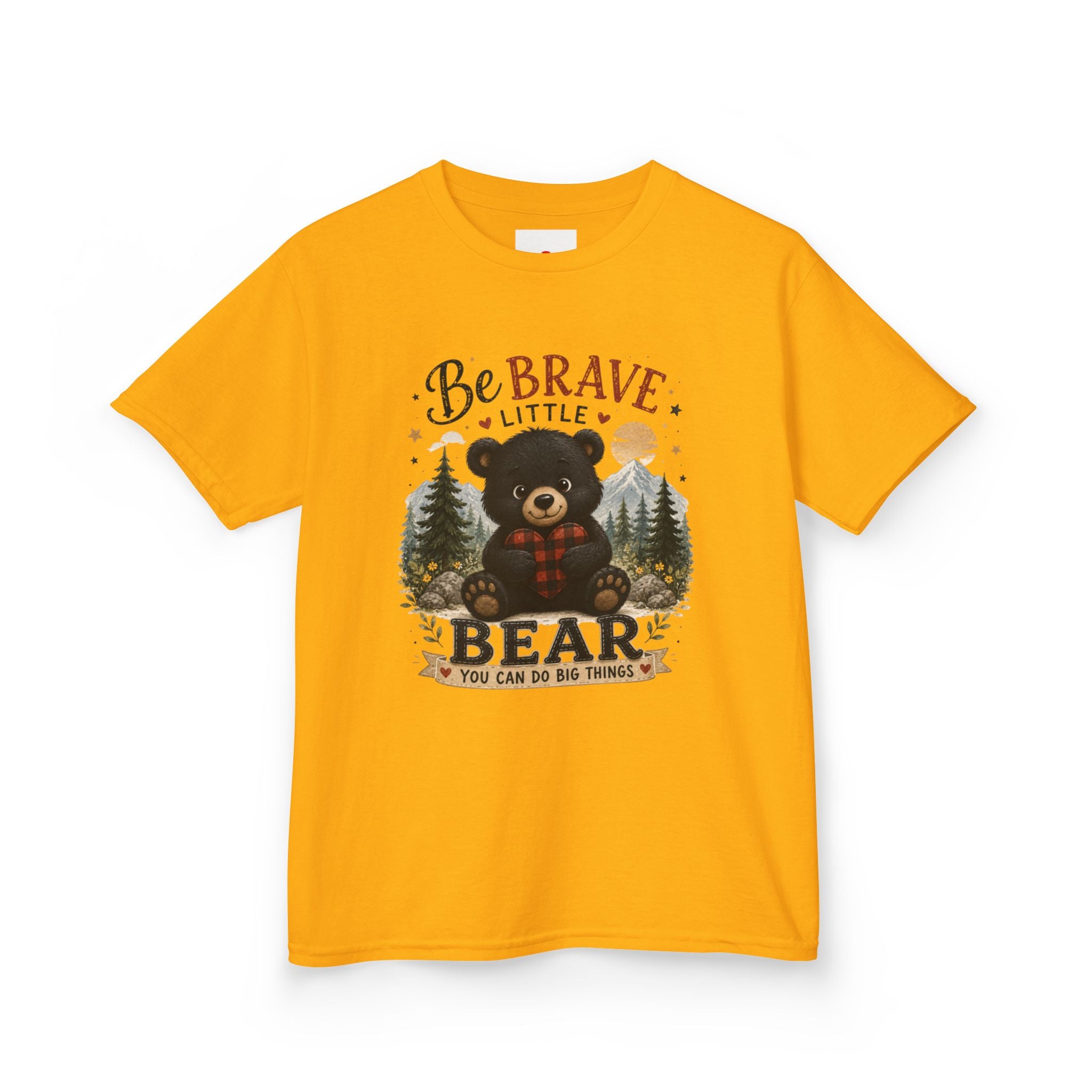 Kids T‑Shirt — "Be Brave Little Bear" Cute Woodland Bear Tee for Children, Inspirational Adventure Gift