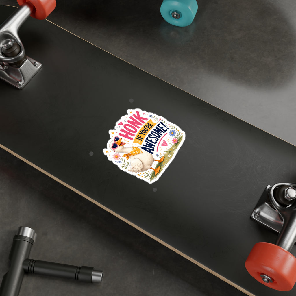 Sticker — "Honk If You’re Awesome" Cute Goose Vinyl Decal
