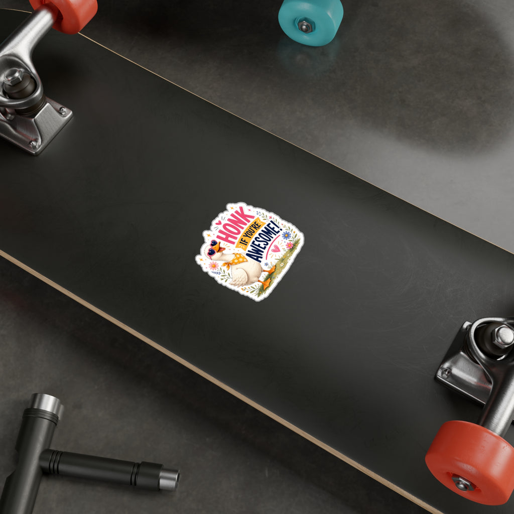 Sticker — "Honk If You’re Awesome" Cute Goose Vinyl Decal