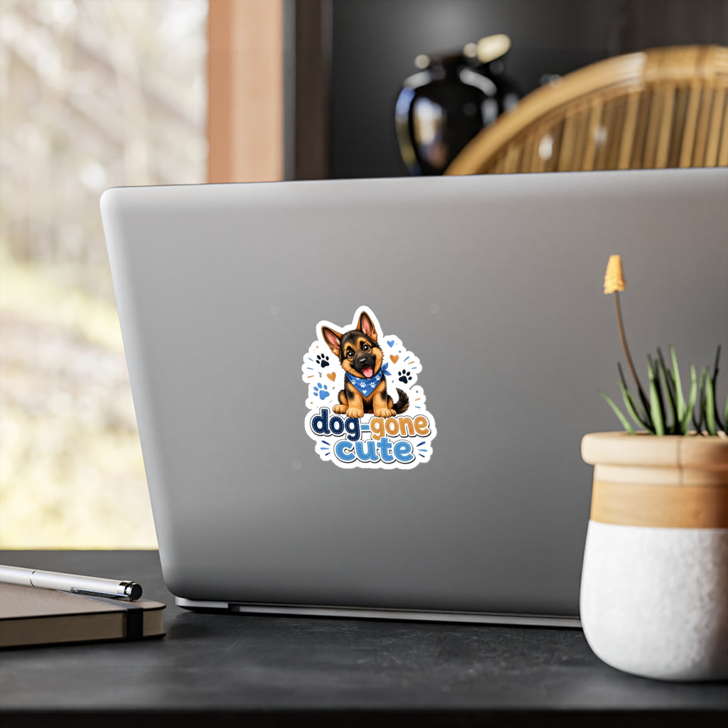 Dog-Gone Cute German Shepherd Sticker — Kiss-Cut Vinyl Decal