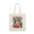 Natural Tote Bag - "Purrfectly Mischievous" Cute Kitten Yarn Shopper Tote