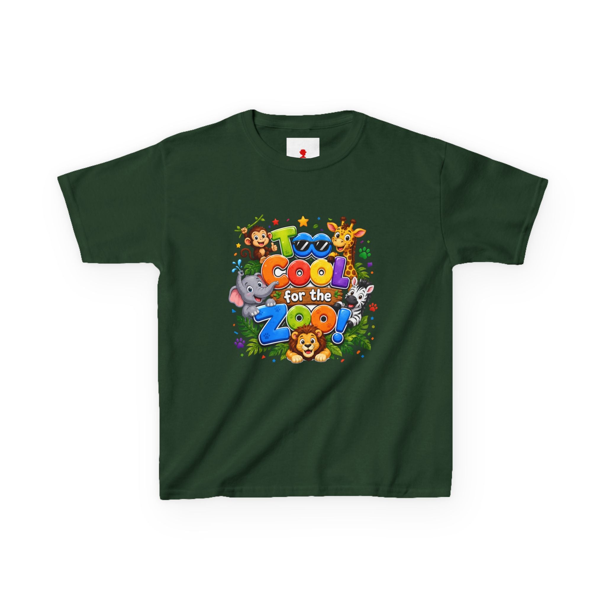 Kids Tee — "Too Cool for the Zoo" Colorful Animal Graphic