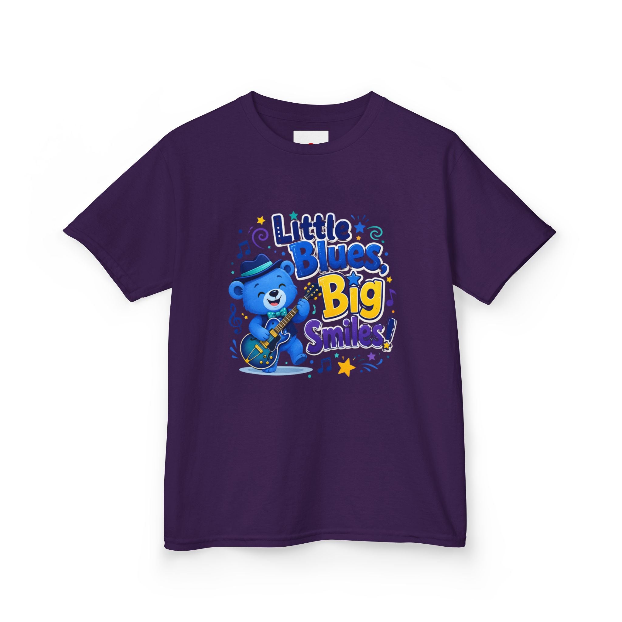 Kids Tee — "Little Blues, Big Smiles!" Guitar-Bear Graphic