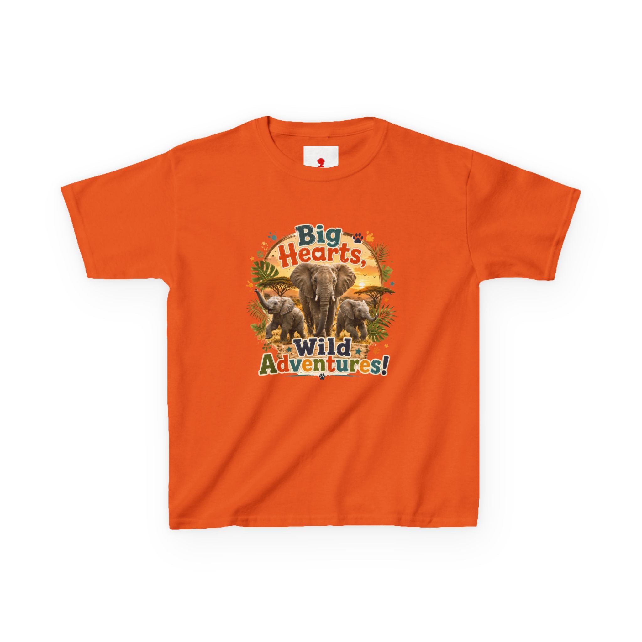 Kids T-Shirt — “Big Hearts, Wild Adventures!” Elephant Safari Shirt for Kids, Cute Animal Adventure Tee