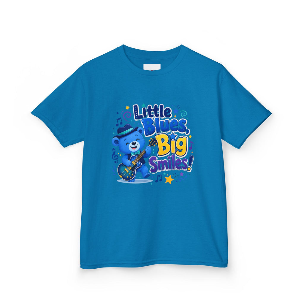Kids Tee — "Little Blues, Big Smiles!" Guitar-Bear Graphic