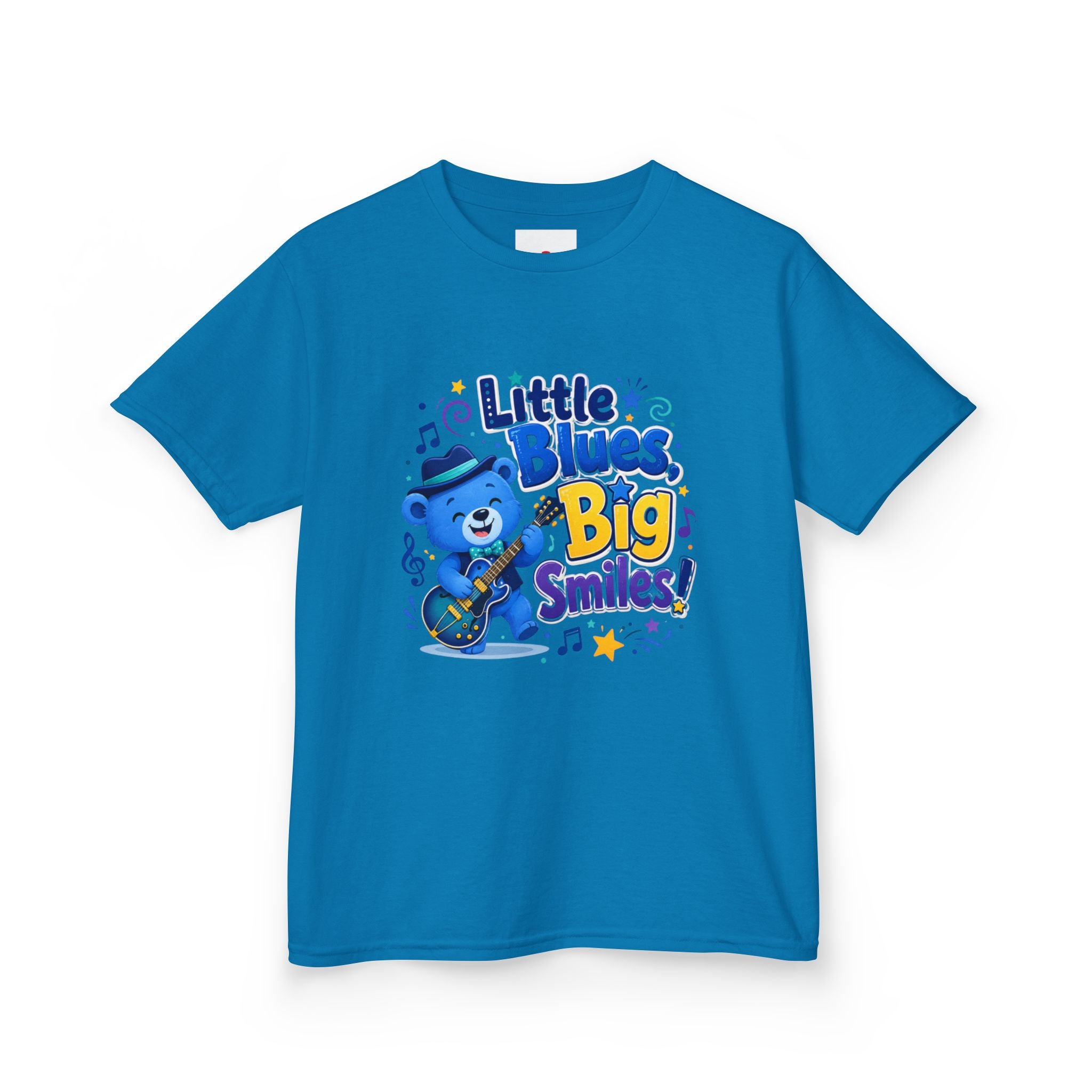 Kids Tee — "Little Blues, Big Smiles!" Guitar-Bear Graphic