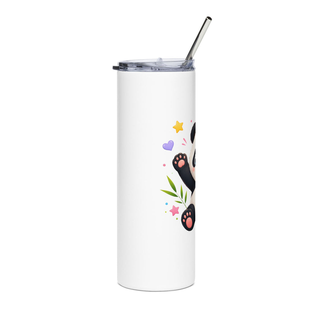 Cute Panda Bamboo 20oz Stainless Steel Tumbler — Insulated Travel Cup