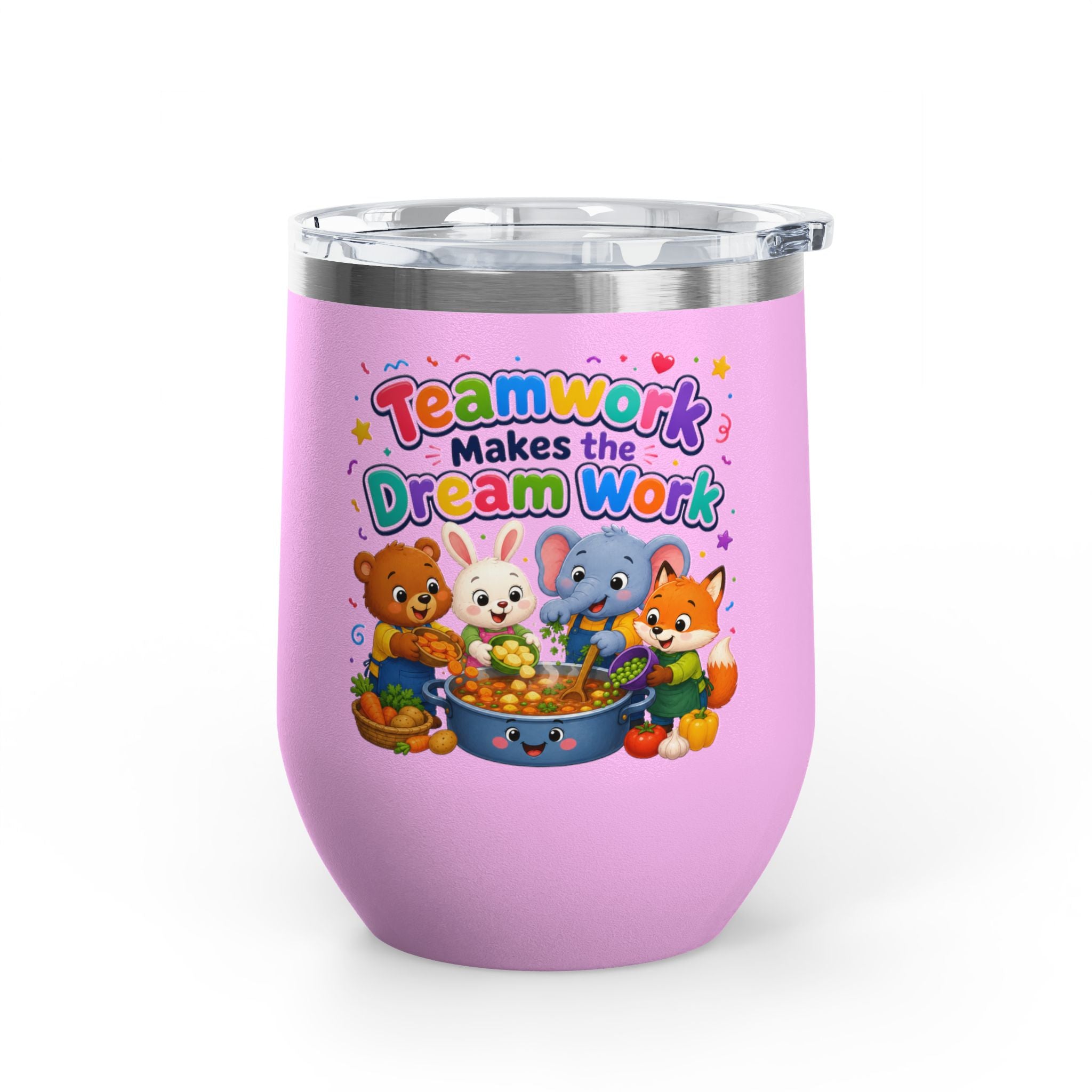 Teamwork Makes the Dream Work Tumbler — 12oz Kids' Cartoon Animal Travel Cup