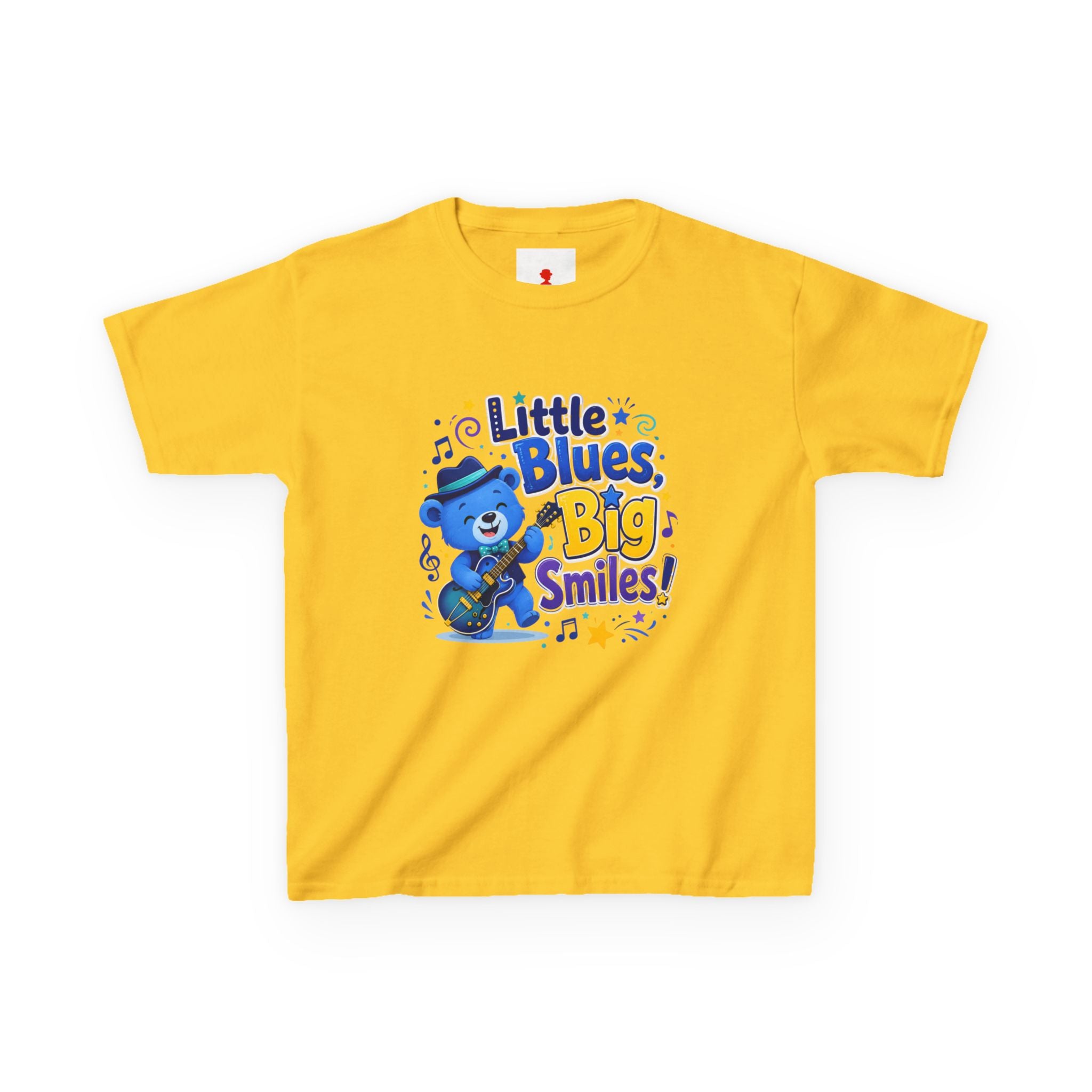 Kids Tee — "Little Blues, Big Smiles!" Guitar-Bear Graphic