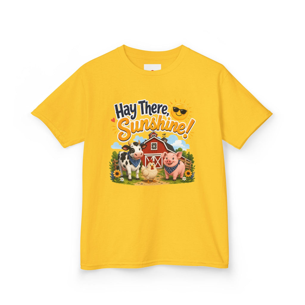 Kids Tee — "Hay There, Sunshine!" Farm Animal Graphic