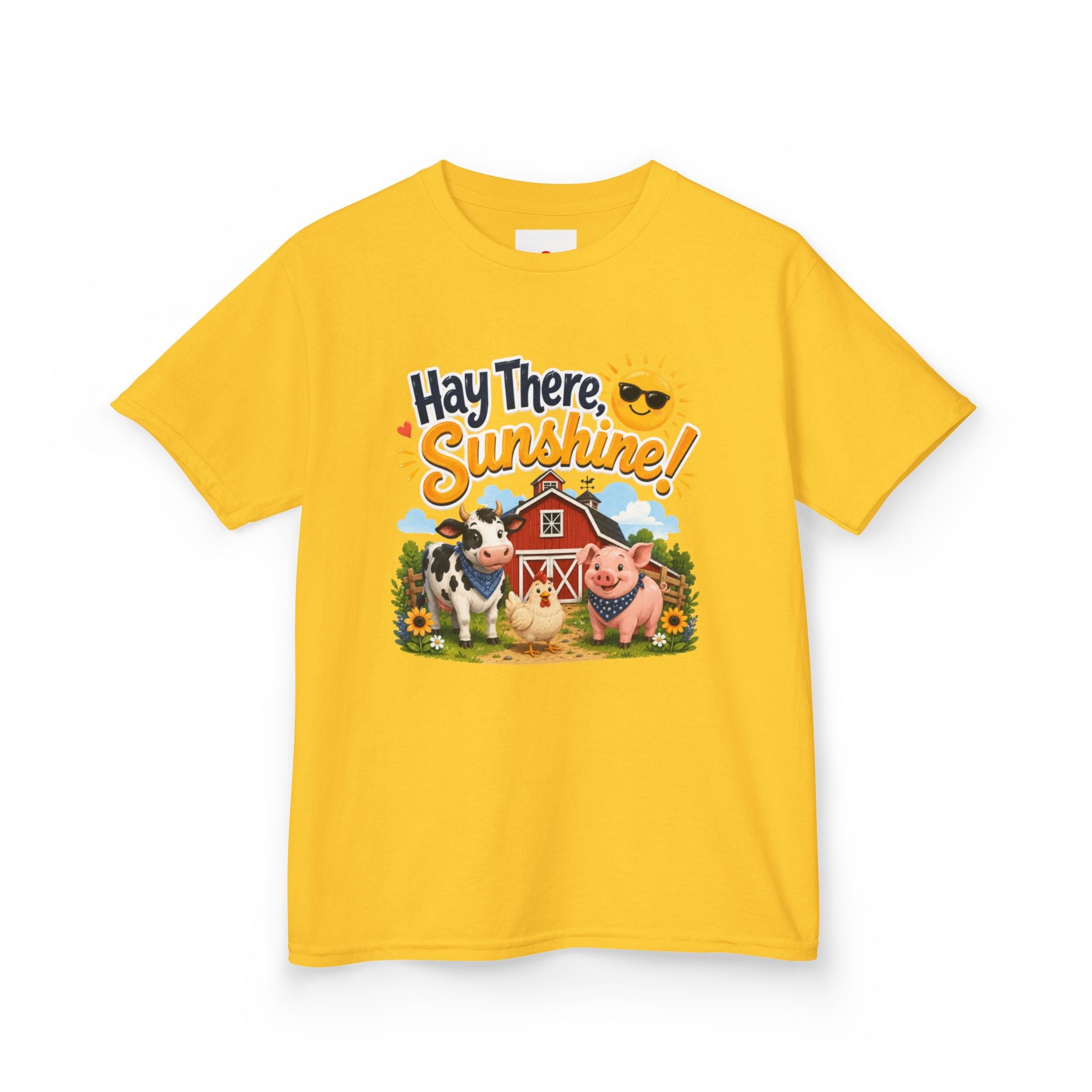 Kids Tee — "Hay There, Sunshine!" Farm Animal Graphic
