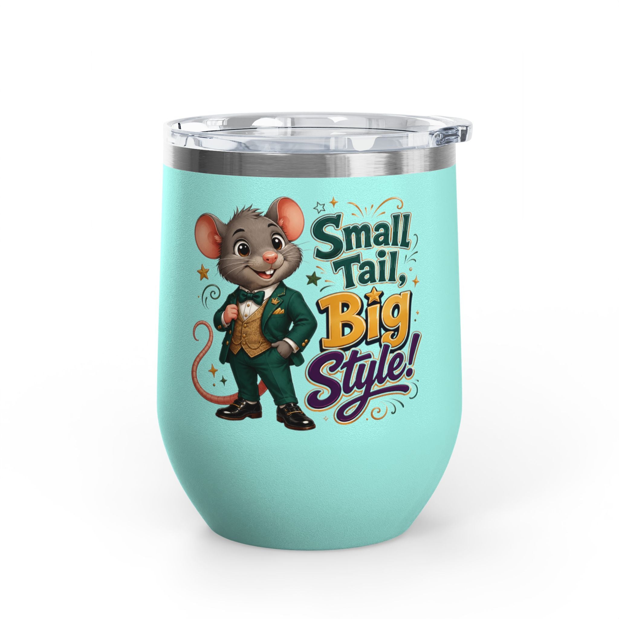 "Small Tail, Big Style!" Cute Mouse 12oz Insulated Cup