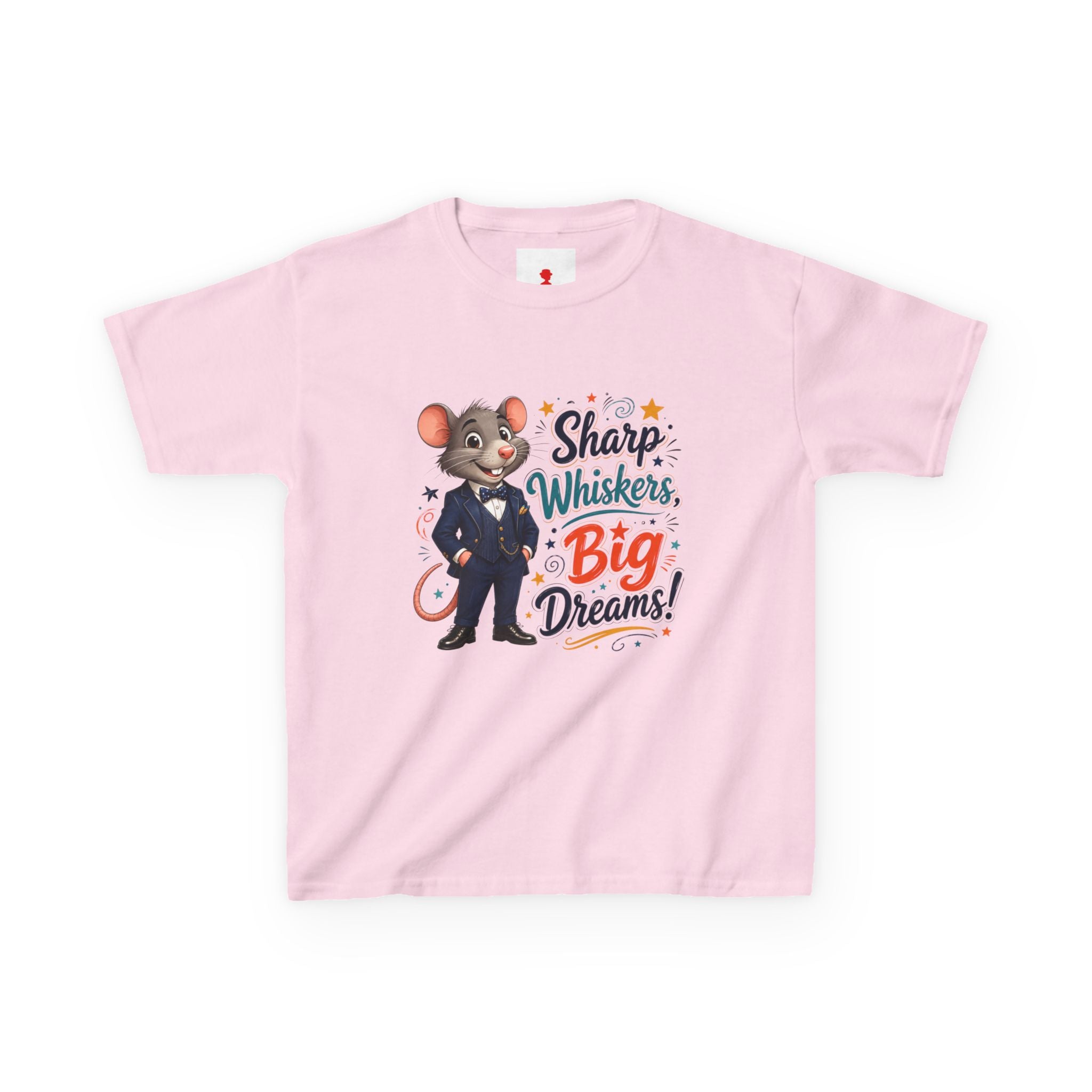 Kids Tee — "Sharp Whiskers, Big Dreams" Mouse Graphic
