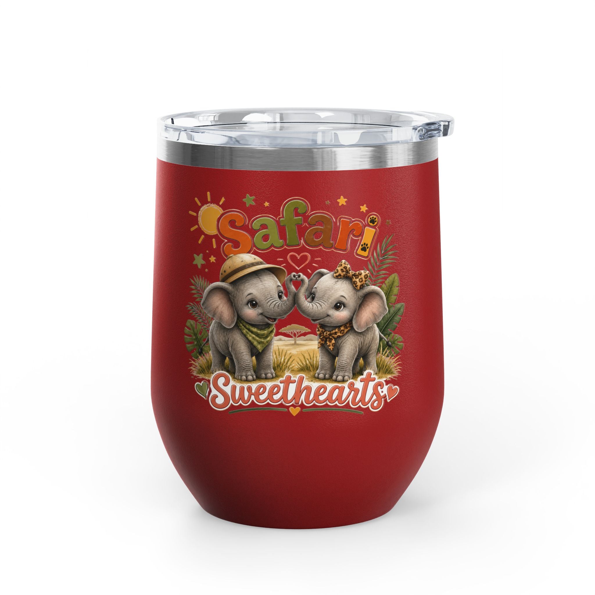 Safari Sweethearts Tumbler – 12oz Insulated Cute Elephant Couples Design