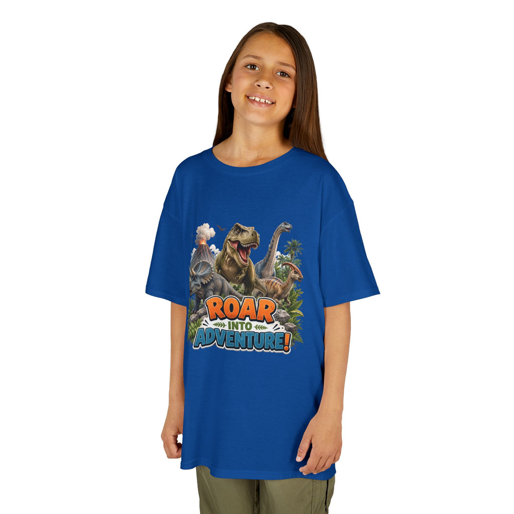 Kids Dinosaur Tee - "Roar Into Adventure" Graphic Shirt for Boys & Girls