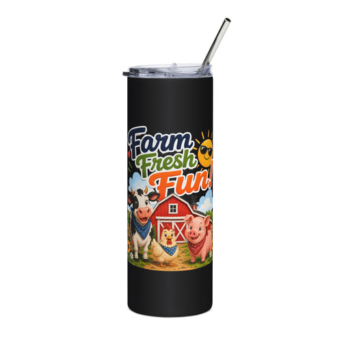 Farm Fresh Fun 20oz Stainless Steel Tumbler — Cute Cow & Pig Farm Design
