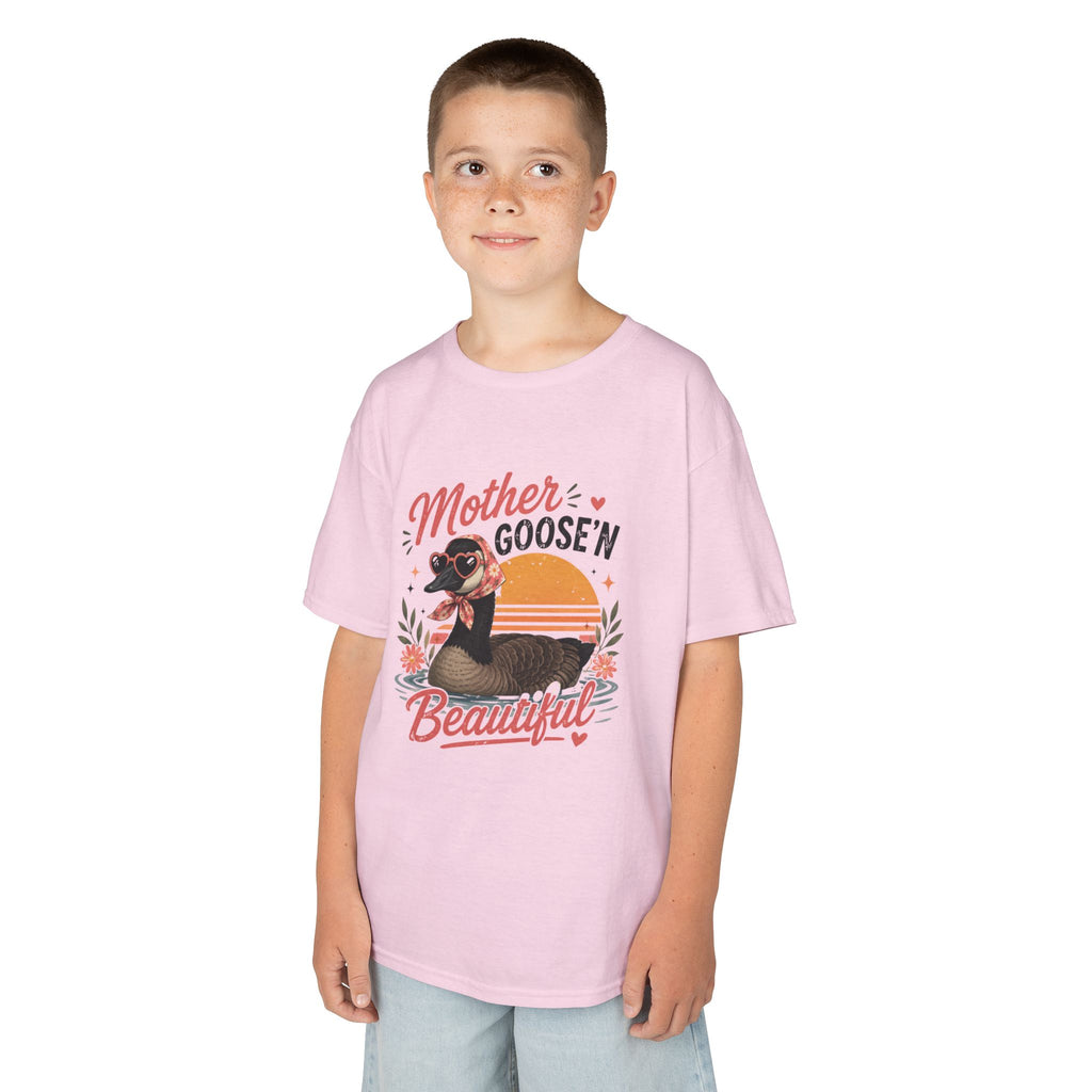 Kids Tee — "Mother Goose'n Beautiful" Cute Vintage Goose Graphic